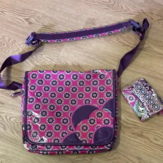 Photo of Vera Bradley Pink and Purple Patterned Crossbody Bag