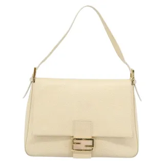 Photo of Fendi Leather Mamma Baguette Shoulder Bag White
