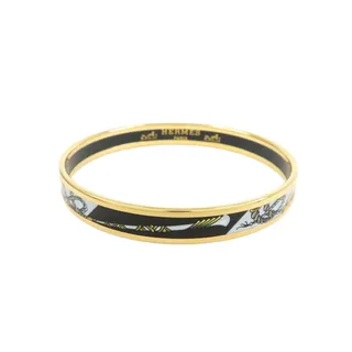 Photo of Hermes Clic H PM Enamel Bangle Gold Plating Bracelet Black