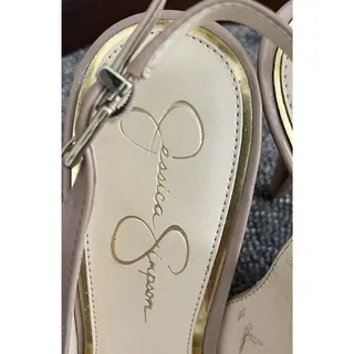 Photo of Jessica Simpson Patent Leather Tan 5 Inch Platforms Size 9