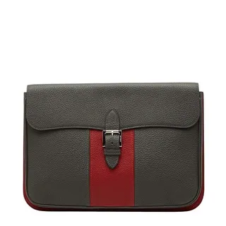 Photo of Moynat Clutch Bag Second Bag Khaki Red Leather