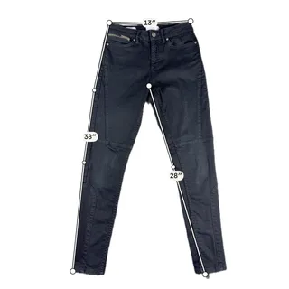 Photo of Reiss Alexis Jeans Womens 27 Black Moto Skinny Ankle Zip Biker Pants