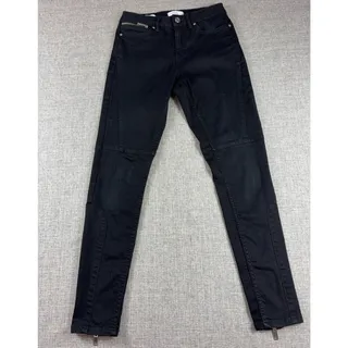 Photo of Reiss Alexis Jeans Womens 27 Black Moto Skinny Ankle Zip Biker Pants