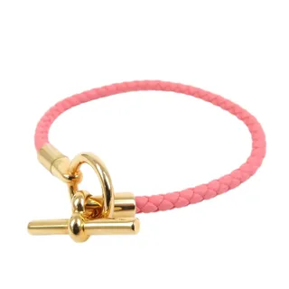 Photo of Hermes Glenan H Tresse Swift Leather Bracelet Pink