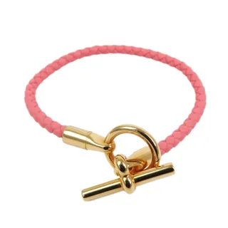 Photo of Hermes Glenan H Tresse Swift Leather Bracelet Pink