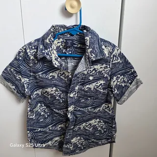 Photo of EUC Baby Gapp crashing waves, short sleeve, button up collared shirt sz 3T