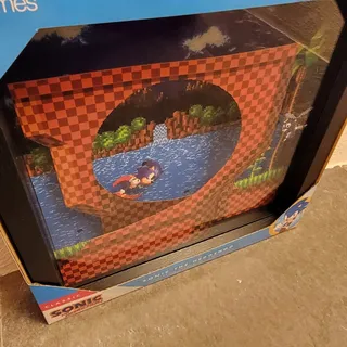 Photo of Pixel Frames - Sonic The Hedgehog, Loop Scene (NEW) - 9" x 9" Shadow Box Art
