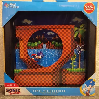 Photo of Pixel Frames - Sonic The Hedgehog, Loop Scene (NEW) - 9" x 9" Shadow Box Art