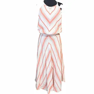 Photo of New York & Company Linen Blend Striped Halter Midi Dress Size Large resort cute