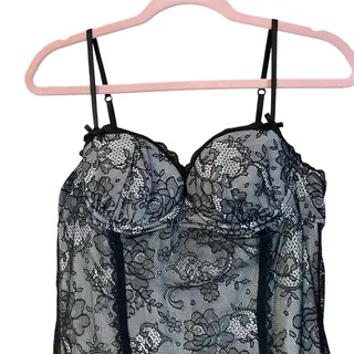 Photo of Victoria’s Secret Sexy Little Things Lace Babydoll 36C Black Nude Lingerie slip