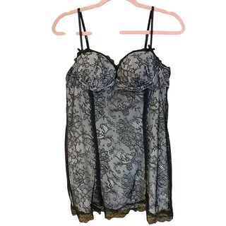Photo of Victoria’s Secret Sexy Little Things Lace Babydoll 36C Black Nude Lingerie slip