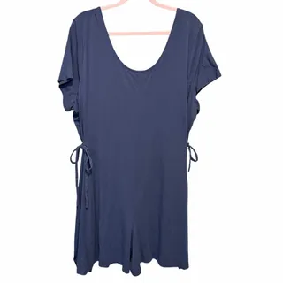 Photo of Any body navy blue vneck romper plus size 3X cotton modal blend coastal resort