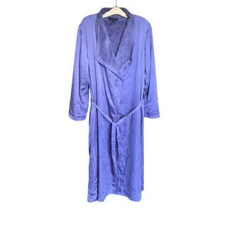 Photo of Donna Karan sleep Purple Plush interior satin feel fabric outer Robe medium