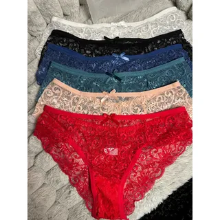 Photo of Womens XL Lace Bikini Panties 6 Pack Multicolor Sheer Floral Underwear New