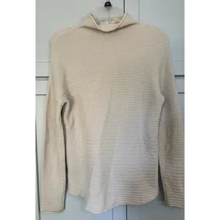 Photo of 360CASHMERE Beige Cashmere Ribbed Knit Turtleneck Pullover Sweater Size M