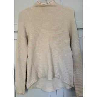 Photo of 360CASHMERE Beige Cashmere Ribbed Knit Turtleneck Pullover Sweater Size M