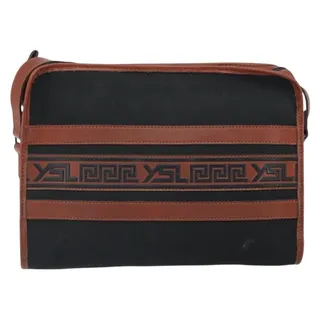 Photo of Saint Laurent Canvas Leather Shoulder Bag Black