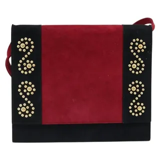 Photo of Saint Laurent Suede Shoulder Bag Bordeaux Gold