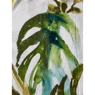 Photo of  NWT Chico's Tropical Monstera Palm Leaf Tie Neck Rayon Blouse Sz 2 Resort Boho