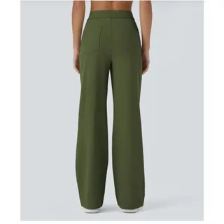Photo of MINTREUS Women's Green High Rise Button Front Straight Leg Khaki Pants XL