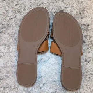 Photo of Women’s Brown Slide Sandals Slip-On Flat Solid Synthetic Upper US 9