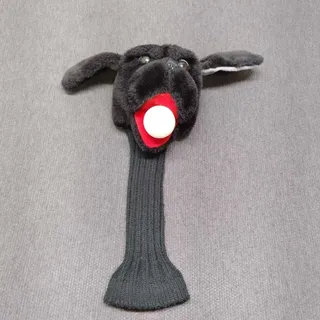 Photo of Vintage Black Dog Golf Club Headcover Plush Puppy Novelty Knit Sock Fairway Wood