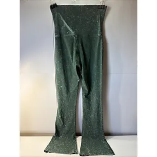 Photo of VS PINK Performance Cotton Foldover Flare Leggings Green Acid Wash Slit Small