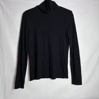 Photo of Faherty Womens Large Black Ribbed Turtleneck Sweater Top Knit Layering Piece