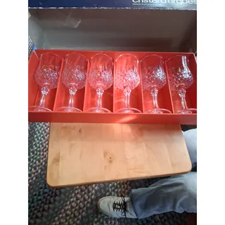 Photo of Set of 6 Cristal D'Arques France 6 Oz wine Glasses in Original Box (3162)