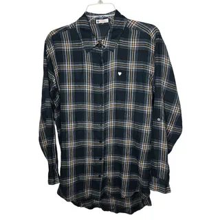 Photo of Sundry for Evereve Green Beige Gray Plaid Lightweight Button-up Shirt