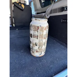 Photo of Hand-thrown studio pottery vase textured impasto glaze earthy palette signed