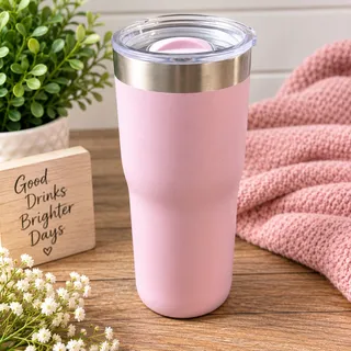 Photo of Embark Pink Insulated Travel Tumbler Cup with Lid & Metal Straw