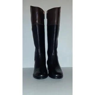 Photo of ECCO Women’s Knee High Riding Boots Leather Black/Brown Two-Tone Side Zip EU 37
