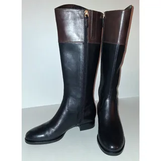 Photo of ECCO Women’s Knee High Riding Boots Leather Black/Brown Two-Tone Side Zip EU 37