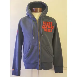 Photo of Superdry Mens Premium Fleece Hoodie Size Medium Gray Jacket Thick heavy hooded