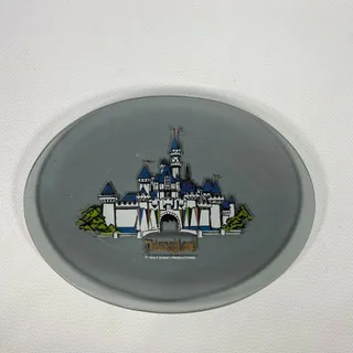 Photo of VINTAGE WALT DISNEY PRODUCTIONS Disneyland PRINCESS Castle Gray Glass Plate RARE
