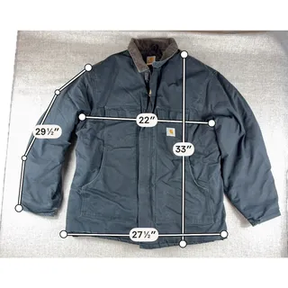 Photo of Carhartt Jacket Mens Black Duck Canvas Work Coat Distressed Corduroy Collar