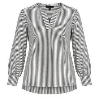 Photo of Ming Wang Gray and White Stripe Blouse Size XS New