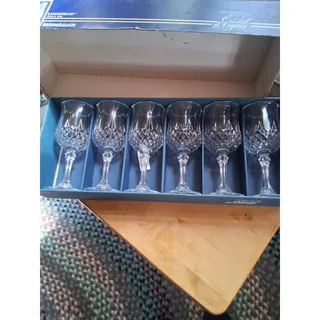 Photo of Set Of 6 Vtg Longchamp Crital D'Arques France 6oz Stemware In Original Box (3160