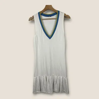 Photo of Monrow Womens Small White Sleeveless Tennis Dress Stretch Pleated Pickleball