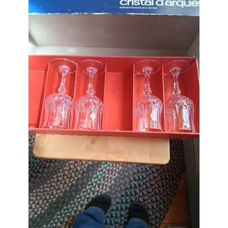 Photo of Set of 4 Cristal D'Arques France 6 Oz wine Glasses In Original Box (3161)