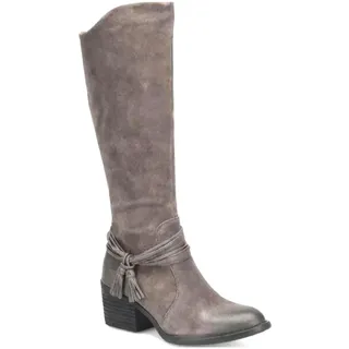Photo of BORN Womens Quinn Tassel Calf Comfort Boots Suede Leather Taupe 8.5