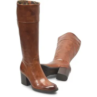 Photo of Born Women's Brandy Brown Leather Block Heel Knee High Boot Size 8.5 M