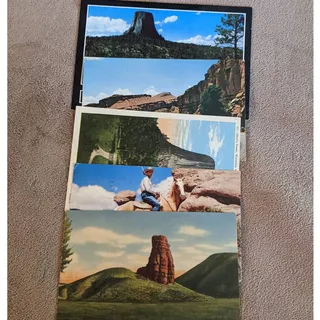 Photo of Vintage Wyoming Postcard Lot 5 Some c1950s Devil's Tower, Wind River, Big Horn