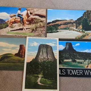 Photo of Vintage Wyoming Postcard Lot 5 Some c1950s Devil's Tower, Wind River, Big Horn
