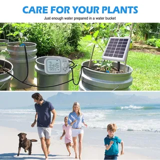Photo of Solar Drip Irrigation System, 490 Timer Modes, 50FT Automatic Plant Watering Kit