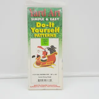 Photo of Vtg 1993 Yard Art Do-It Yourself Woodcraft Pattern Santa Flying Sleigh COMPLETE