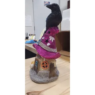 Photo of National Tree Company Purple Hat Haunted House with LED Lights 10 Inches **NIB**
