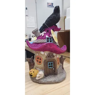 Photo of National Tree Company Purple Hat Haunted House with LED Lights 10 Inches **NIB**