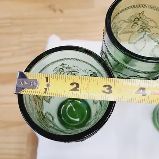 Photo of Vintage LE SMITH GREEN GLASS Grape Pattern 6" (Set of 3), EUC